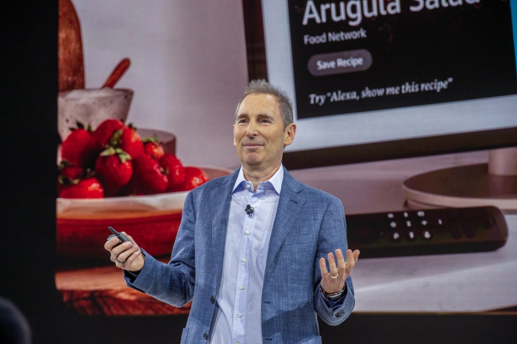 26 February 2025, USA, New York: Andy Jassy, CEO of Amazon, appears at an event organized by the company. Photo: Andrej Sokolow/dpa (Photo by Andrej Sokolow/picture alliance via Getty Images)